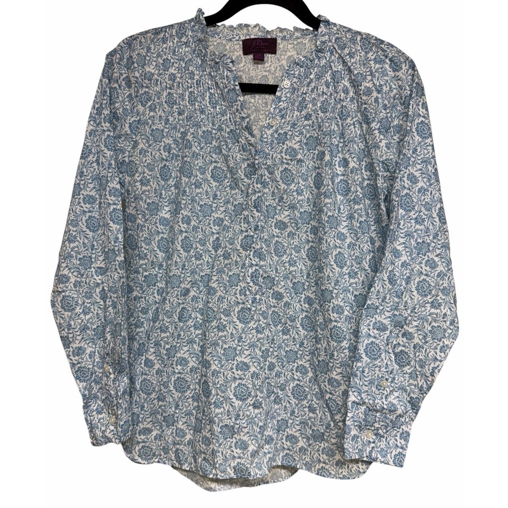 J Crew Liberty Devonshire Floral Classic Popover‎ Shirt Blue White Multi Size XS